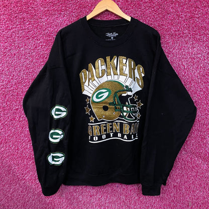 Junk Food Clothing Green Bay Packers Glitter Helmet Flea Market Crewneck Fleece 2XL