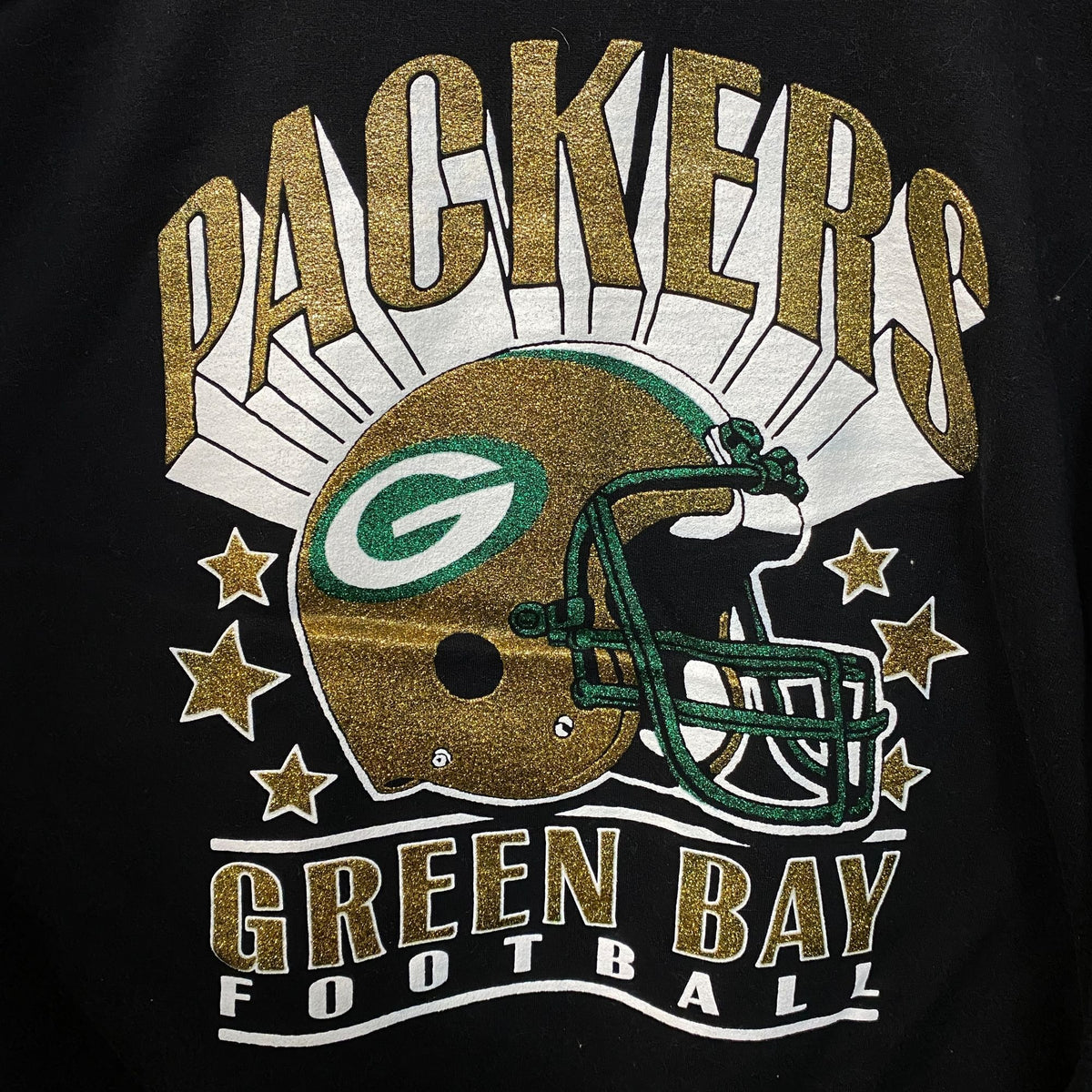 Junk Food Clothing Green Bay Packers Glitter Helmet Flea Market Crewneck Fleece 2XL