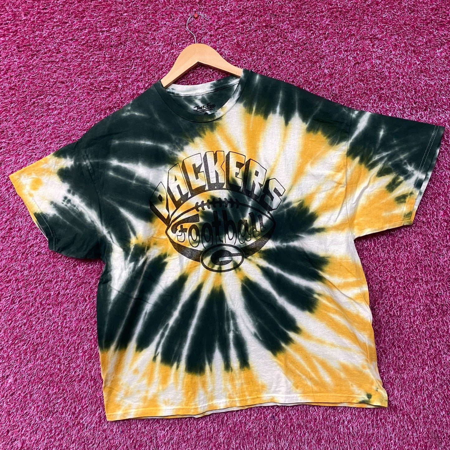 Junk Food Clothing NFL Green Bay Packers Football Tie Dye T-Shirt XL