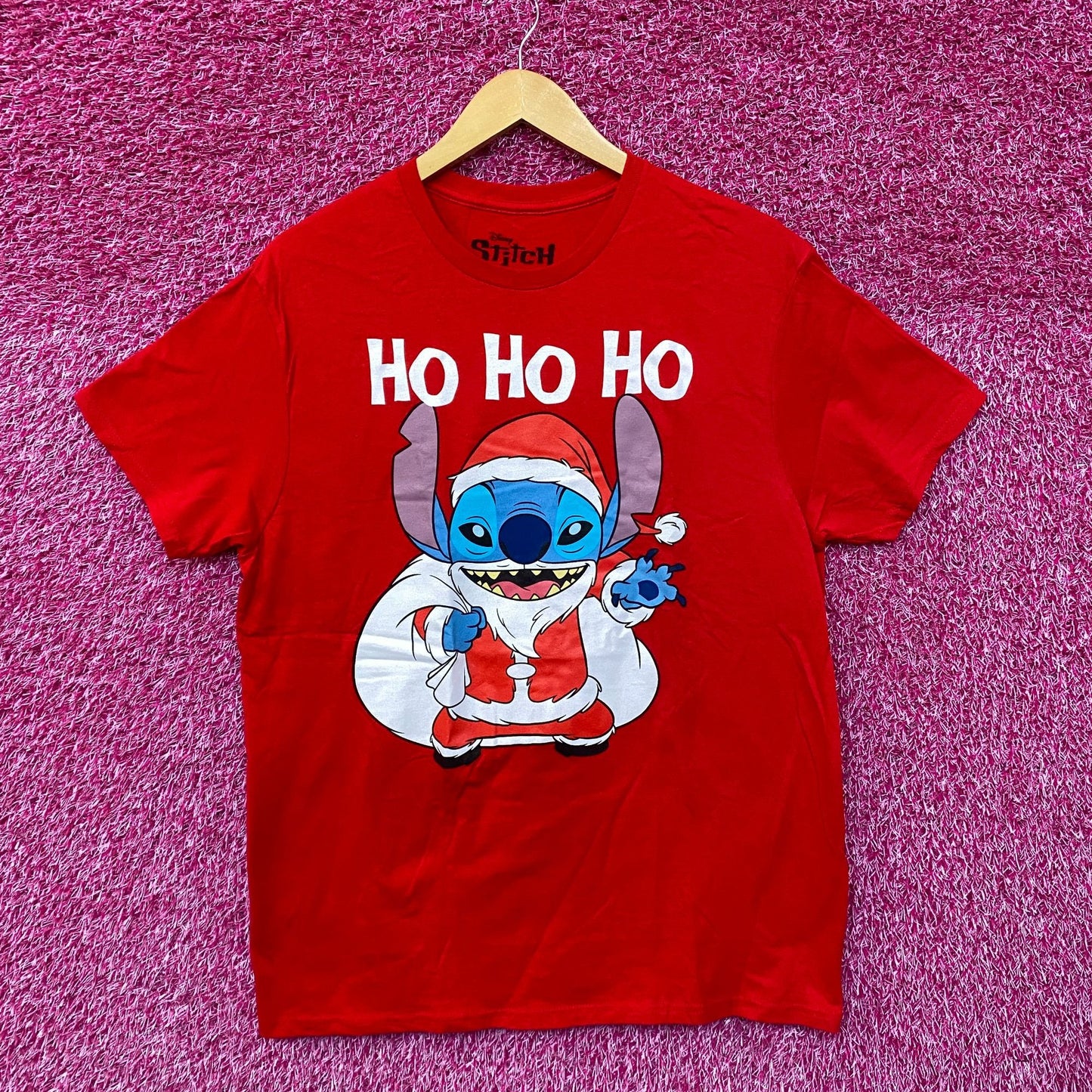 Santa Stitch Ho Ho Ho Lilo & Stitch Christmas Disney Tee L