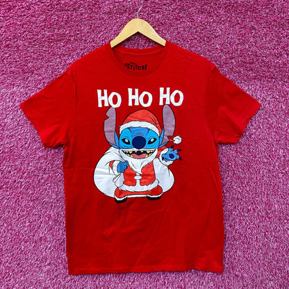 Santa Stitch Ho Ho Ho Lilo & Stitch Christmas Disney Tee L