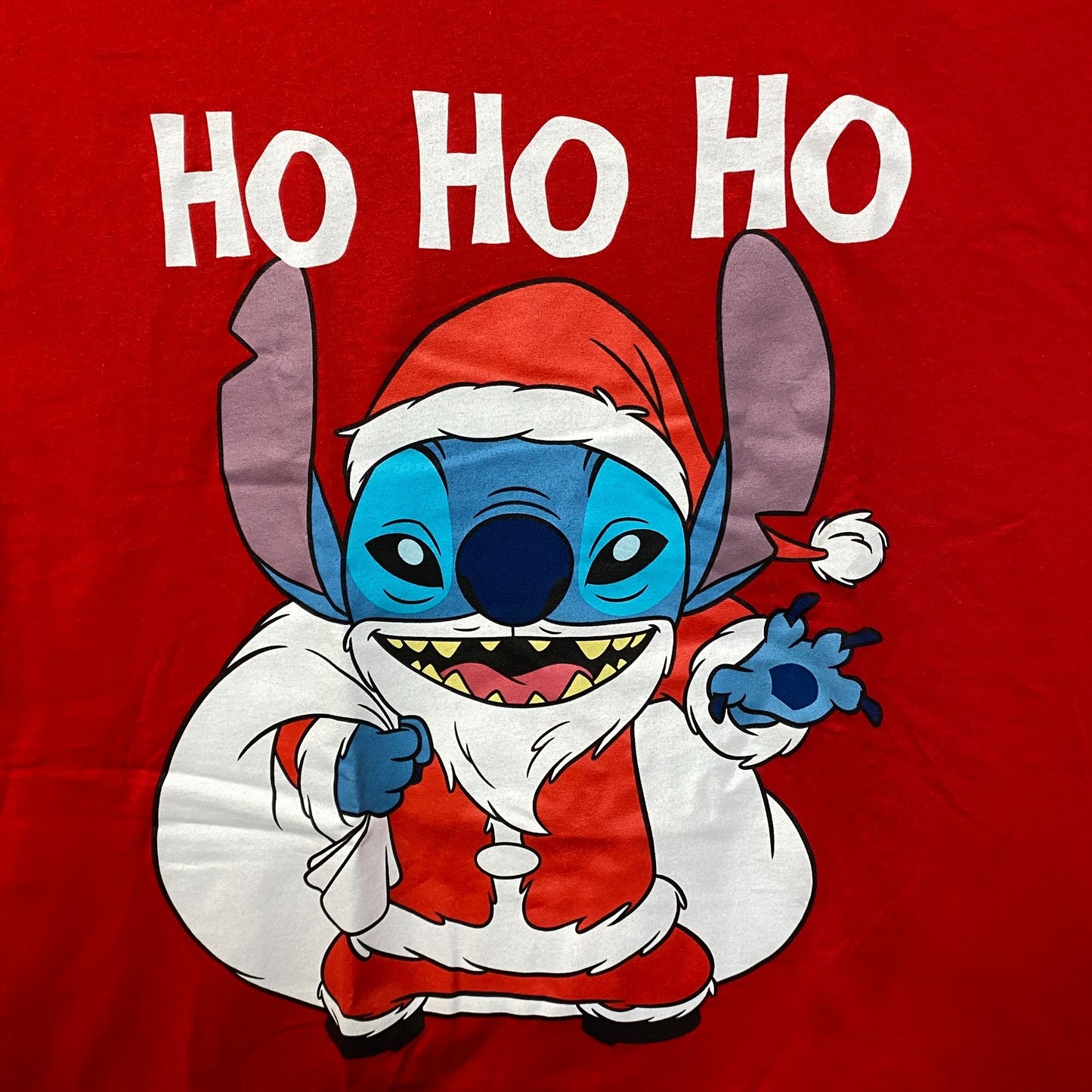 Santa Stitch Ho Ho Ho Lilo & Stitch Christmas Disney Tee L