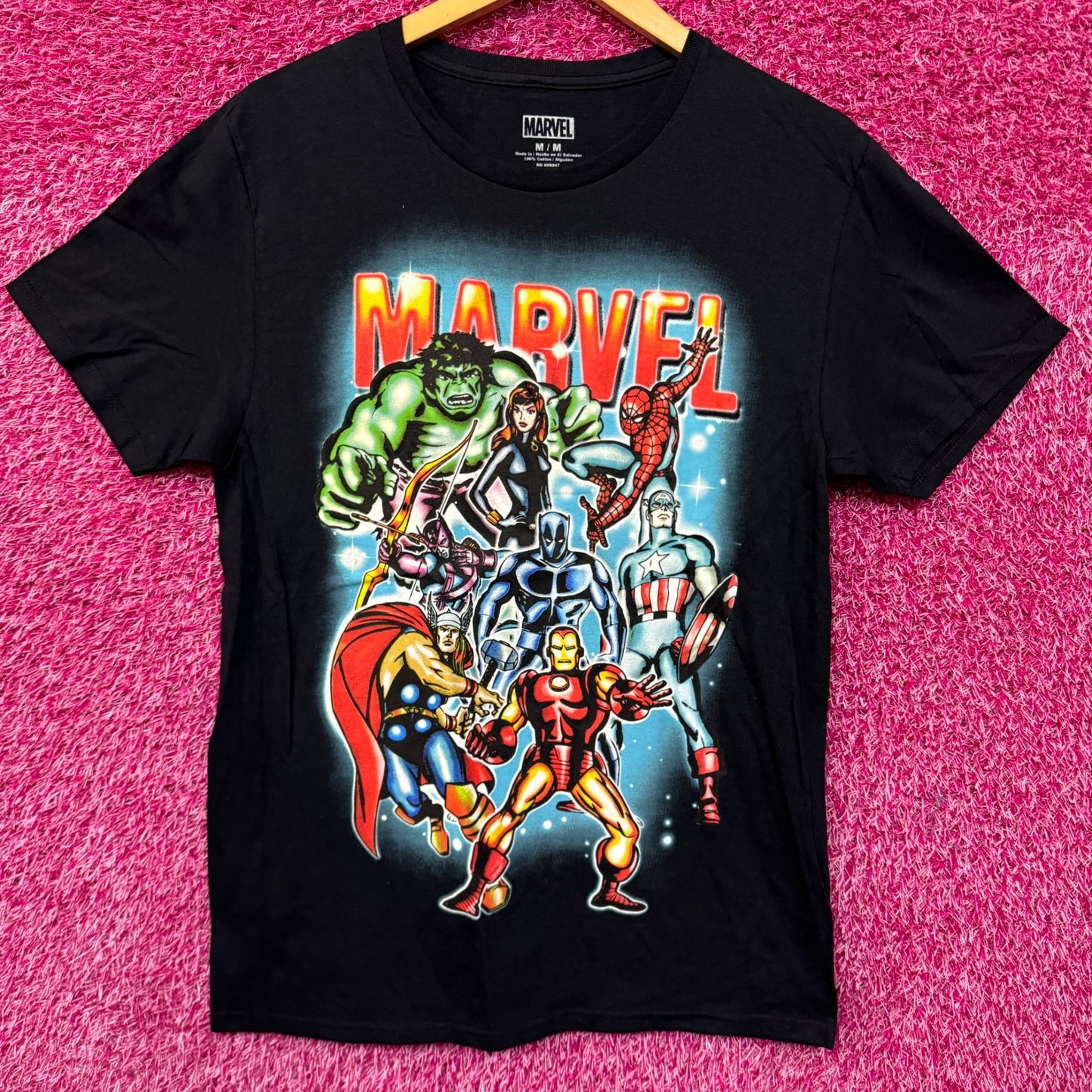 The Avengers Airbrushed Marvel Comics Cartoon Tee M