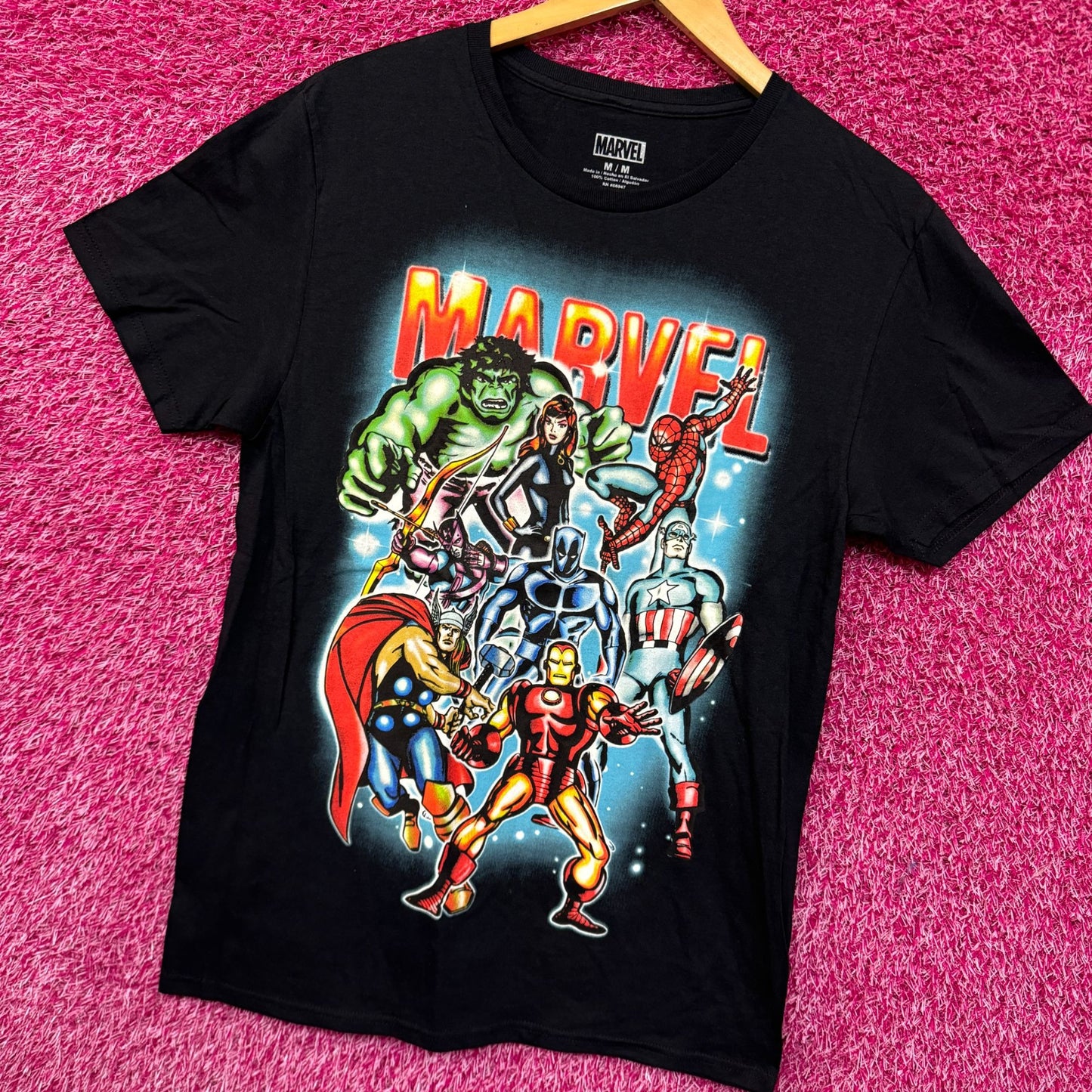 The Avengers Airbrushed Marvel Comics Cartoon Tee M