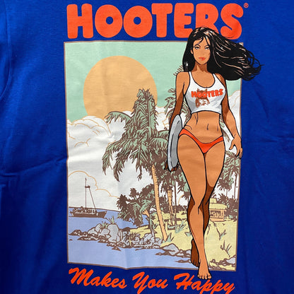 Hooters Makes You Happy Cozumel Mexico Beach Babe Sports Bar Promo T-Shirt Small