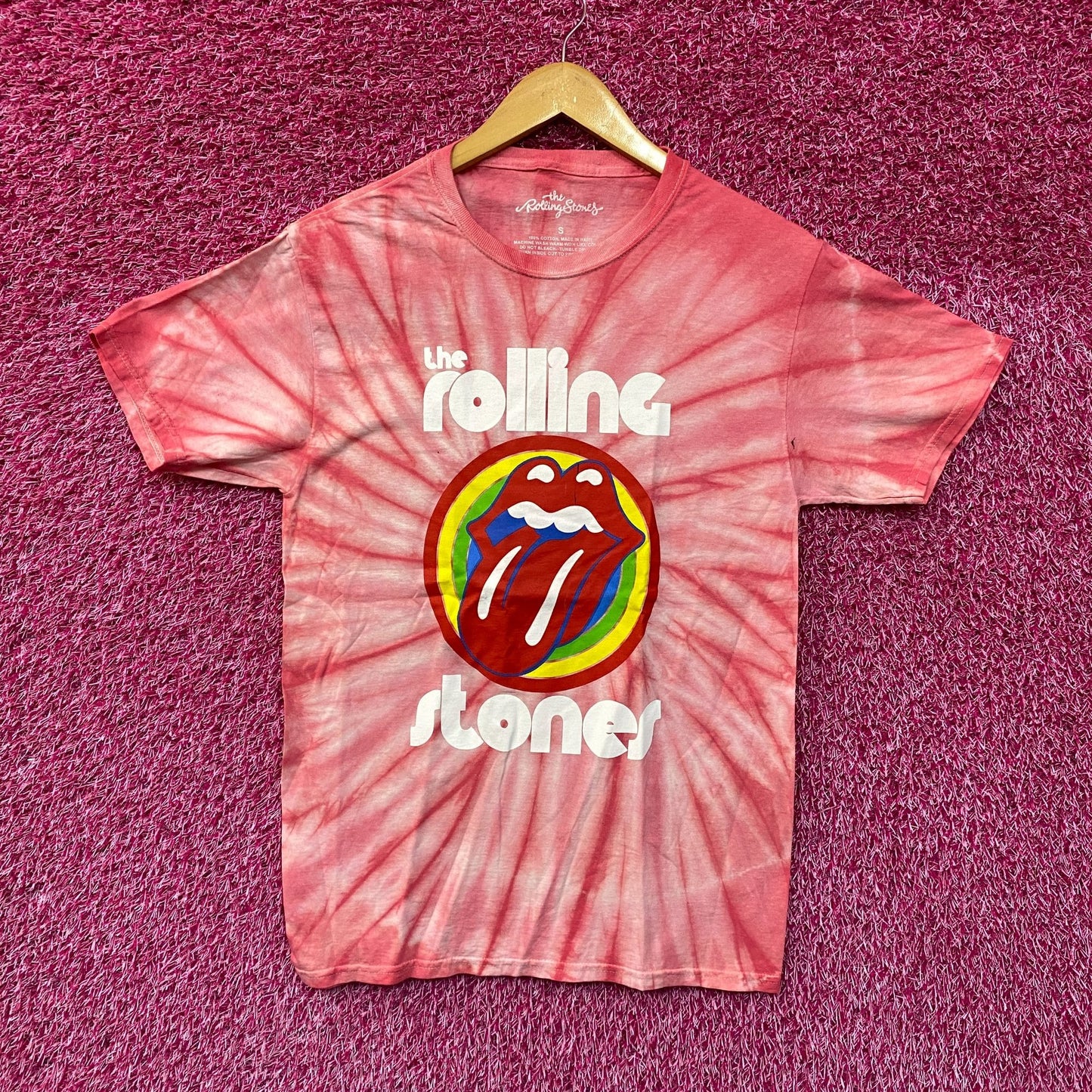 The Rolling Stones Hot Lips Red Tie Dye Tshirt size Small