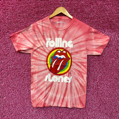 The Rolling Stones Hot Lips Red Tie Dye Tshirt size Small