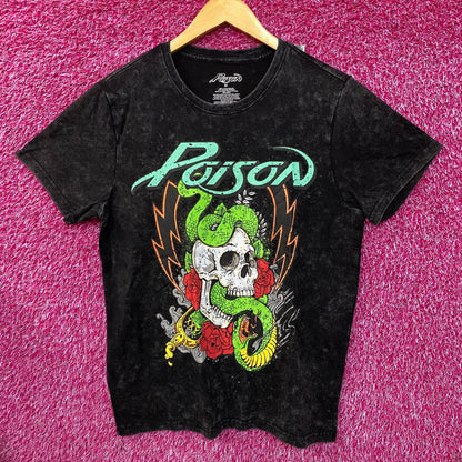 Poison Snakes and Skulls Mineral Wash Rock Band T-Shirt Medium