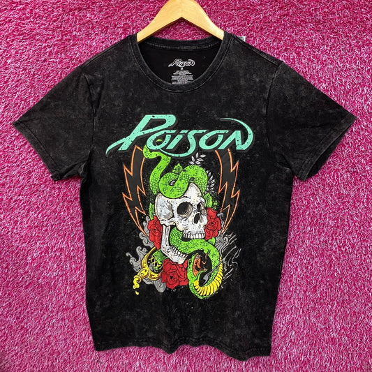 Poison Snakes and Skulls Mineral Wash Rock Band T-Shirt Medium