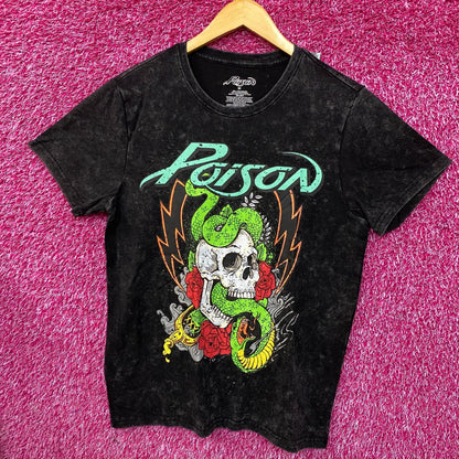 Poison Snakes and Skulls Mineral Wash Rock Band T-Shirt Medium