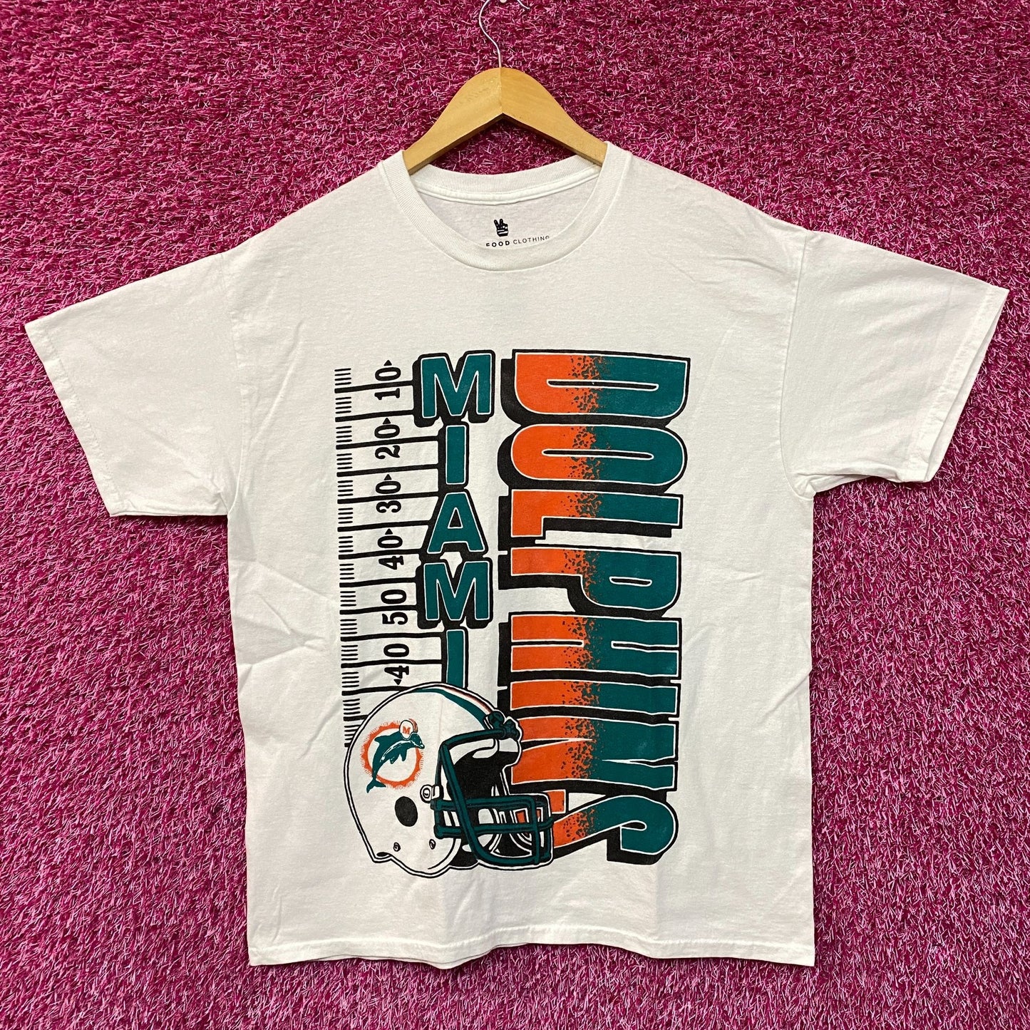 NFL Miami Dolphins Yardage Graphic Design T-shirt Medium