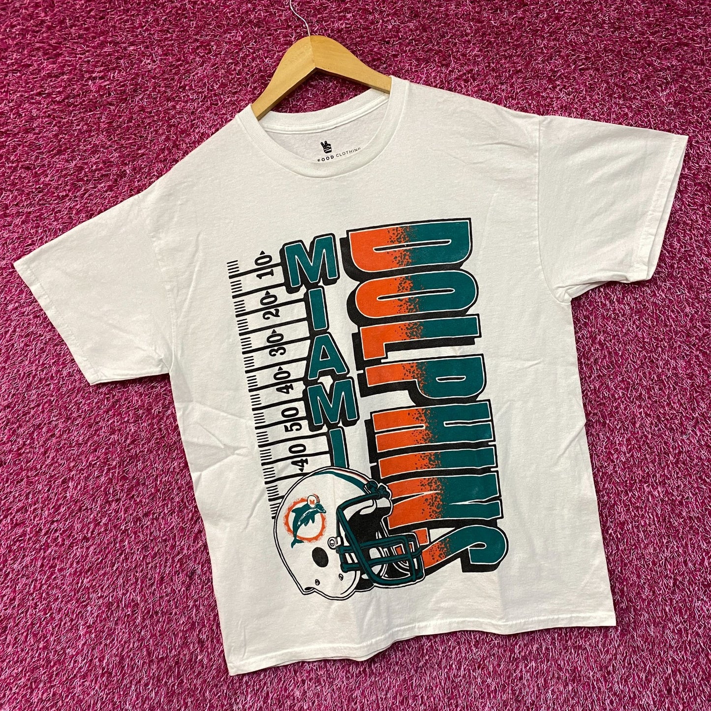 NFL Miami Dolphins Yardage Graphic Design T-shirt Medium