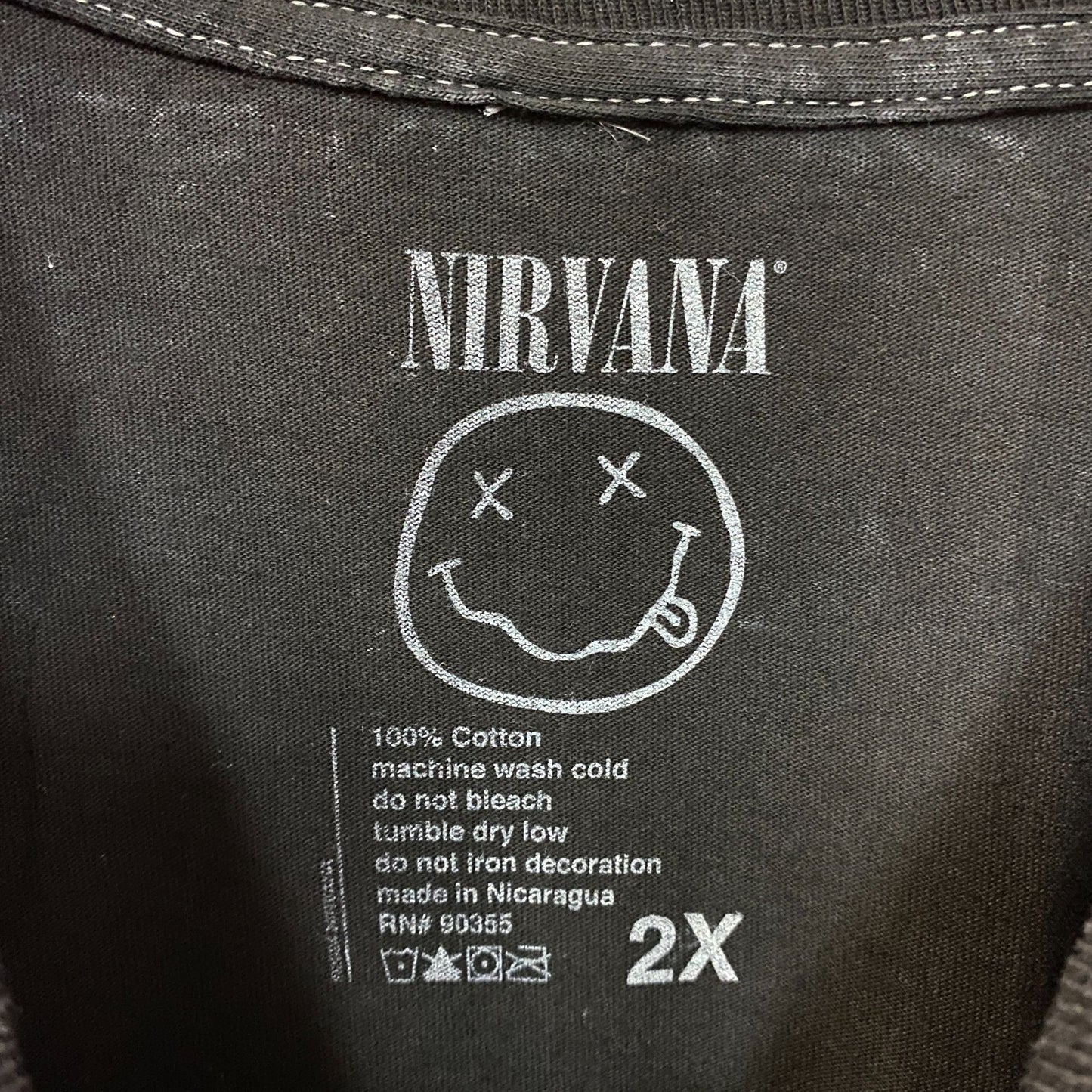 Nirvana Nevermind Tour Dead Smiley Grunge Band T-Shirt 2XL