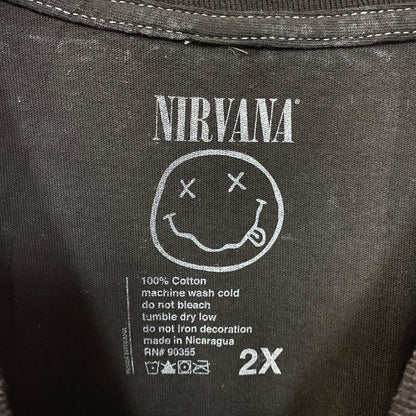 Nirvana Nevermind Tour Dead Smiley Grunge Band T-Shirt 2XL