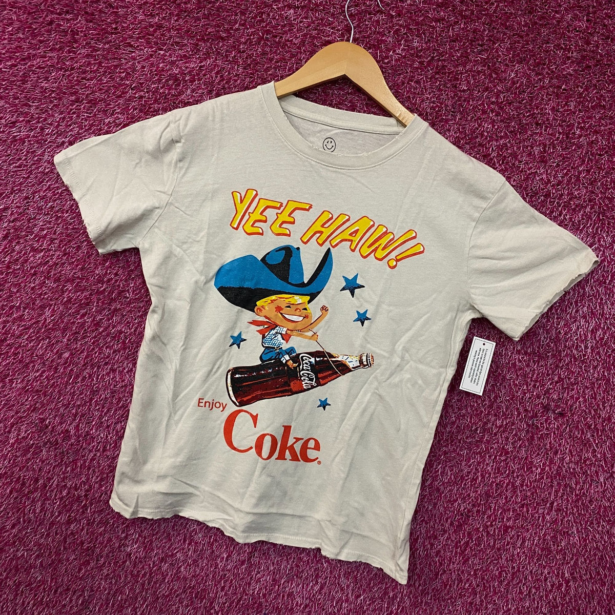 Coca-Cola Cowboy Yee Haw Retro Graphic T-Shirt XS