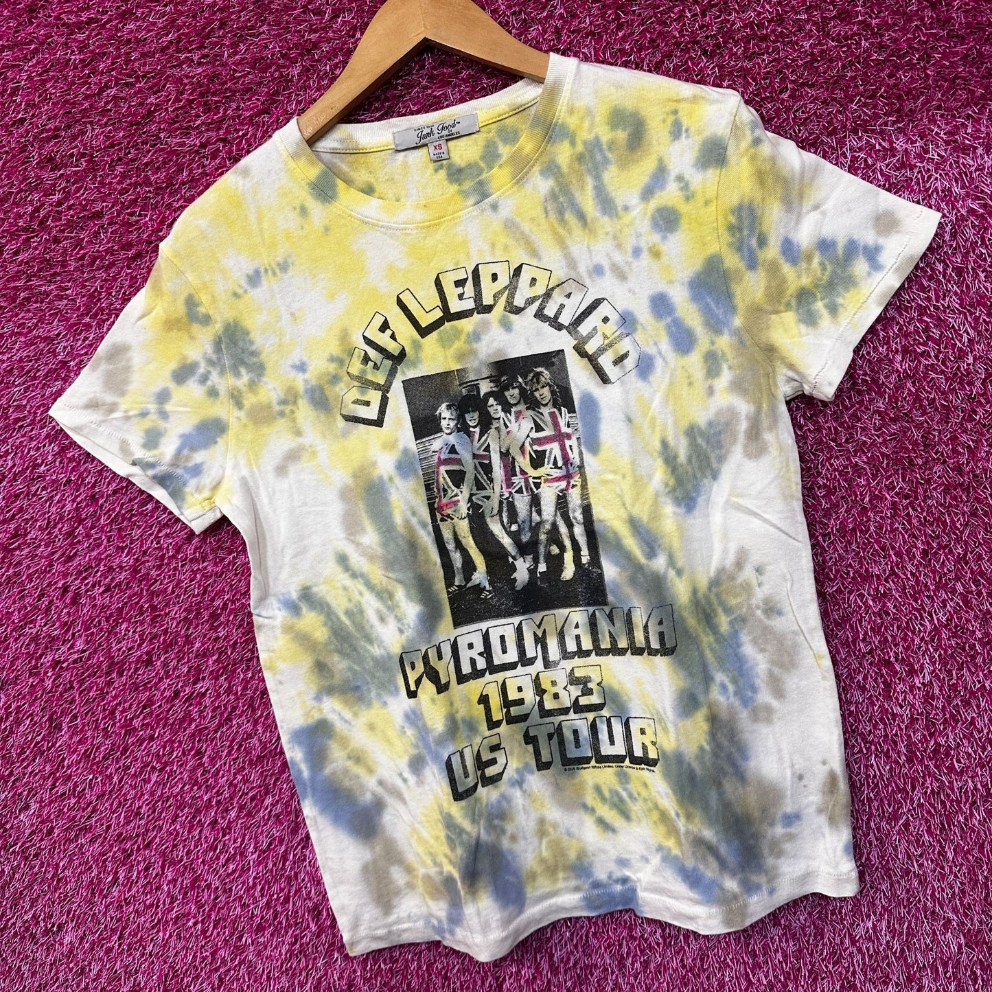 Def Leppard Pyromania 83 US Tour Glam Metal Band Tie Dye XS