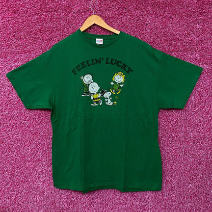 Snoopy Feelin Lucky Green Tshirt size Extra Large