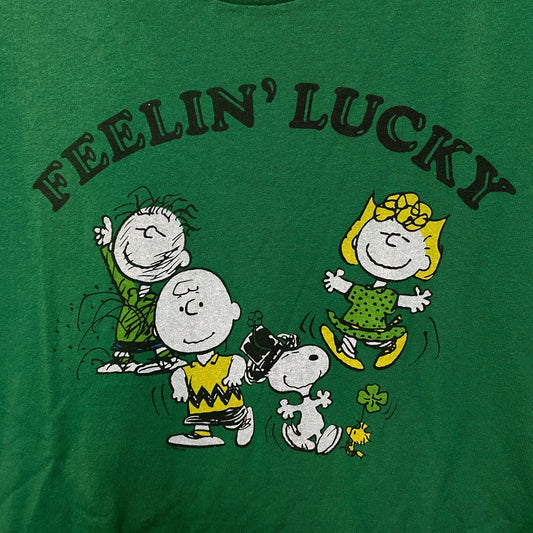 Snoopy Feelin Lucky Green Tshirt size Extra Large
