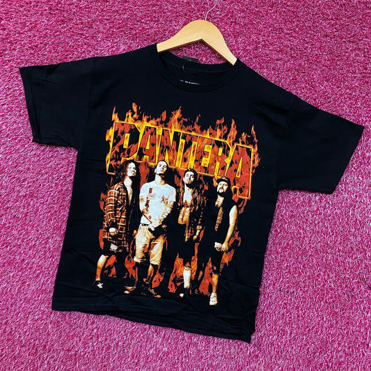 Pantera Flames Band Photo Metal Band T-Shirt XS