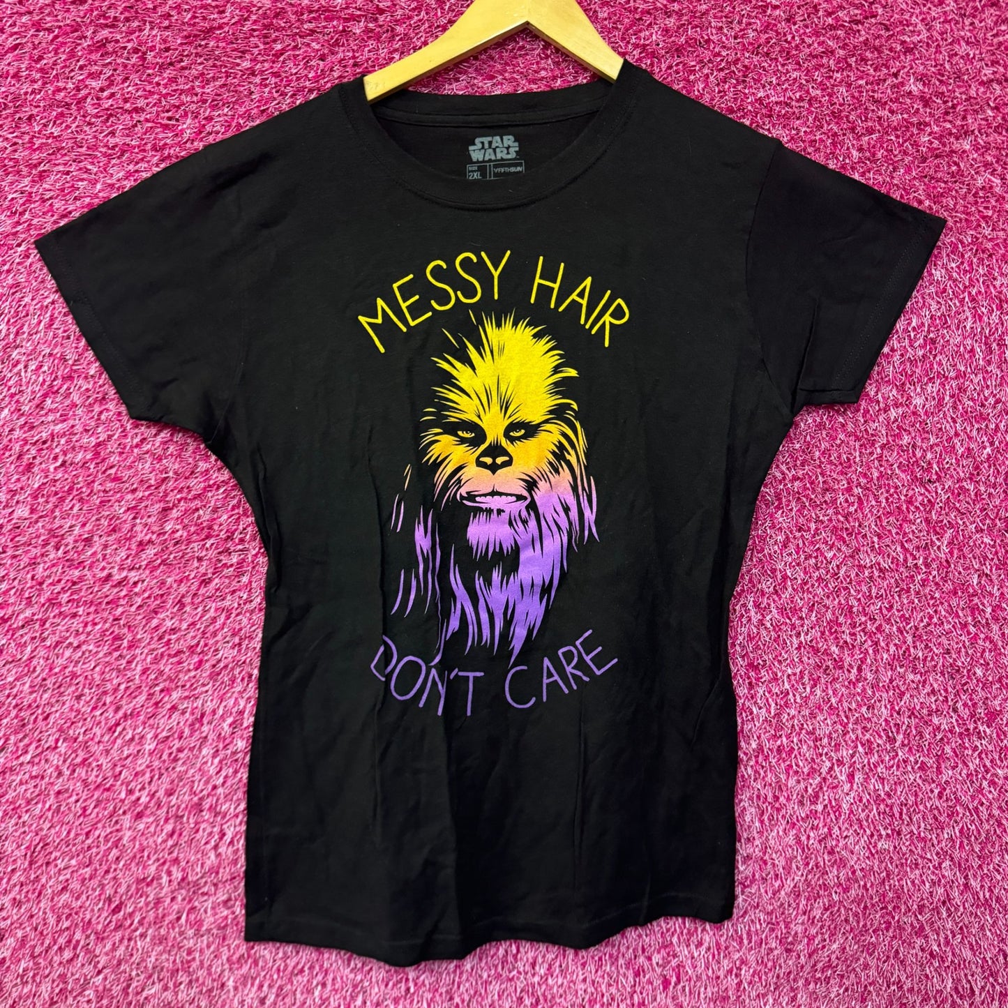 Chewbacca Messy Hair Don’t Care Womens T-shirt size 2XL