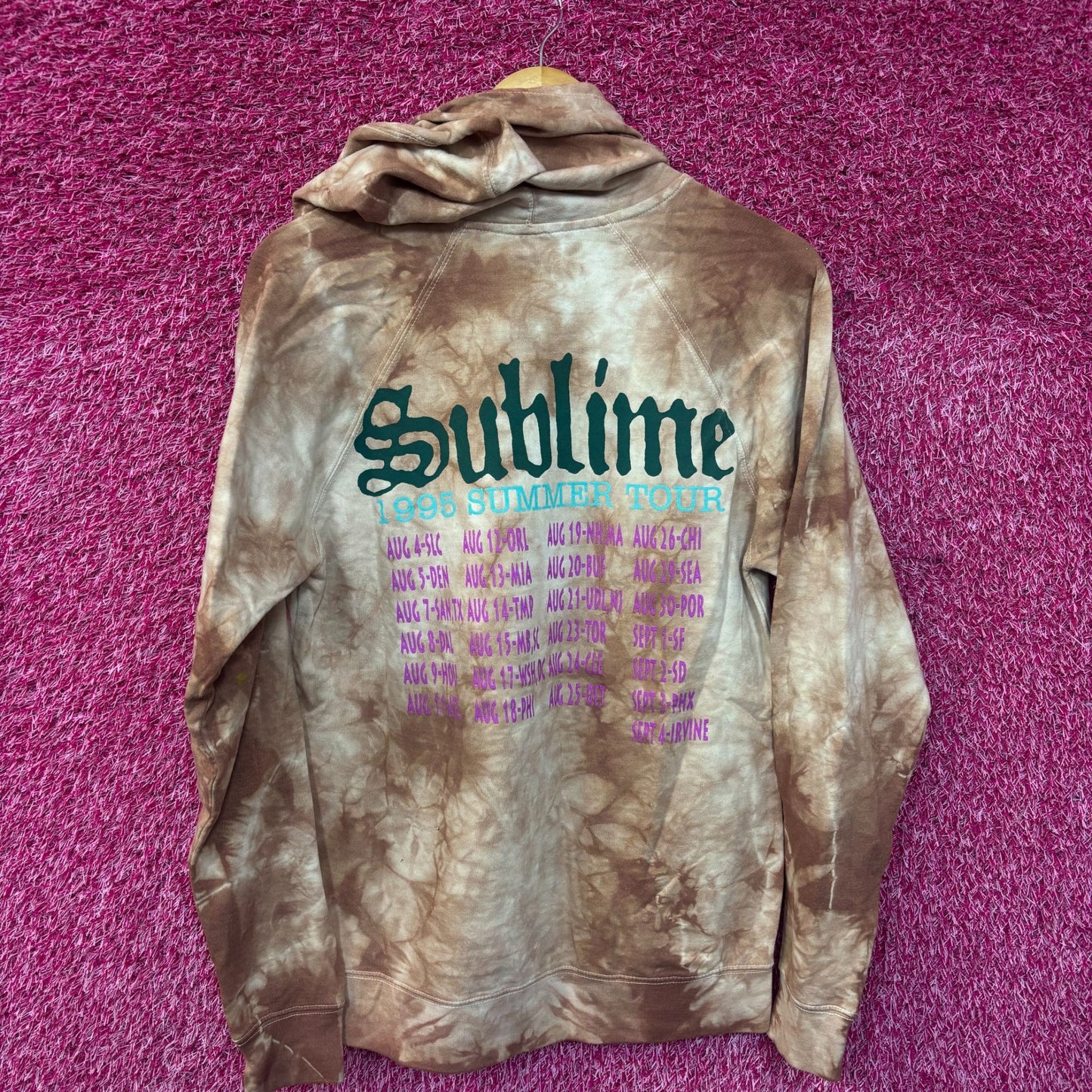 Sublime 1995 Summer Tour Tie Dye Ska Rock Band Hoodie Small