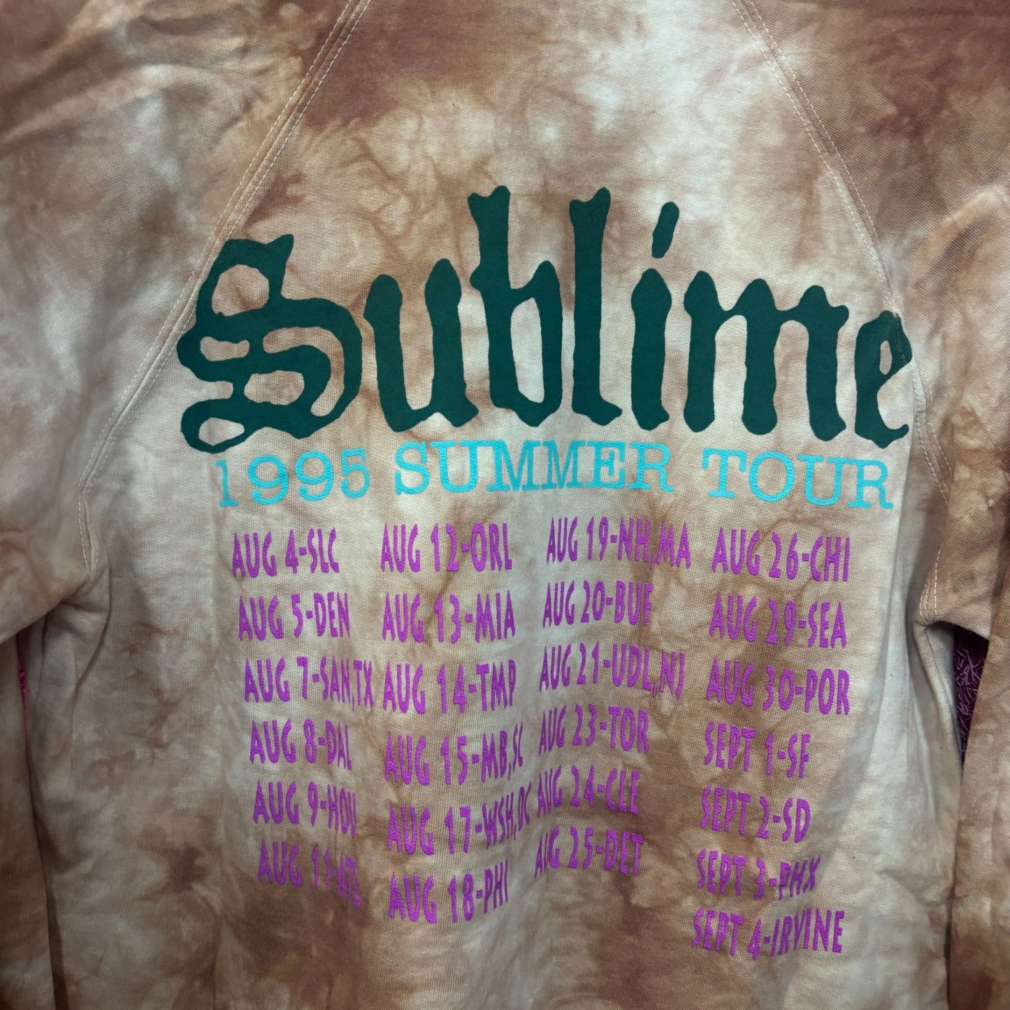 Sublime 1995 Summer Tour Tie Dye Ska Rock Band Hoodie Small