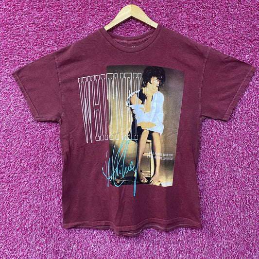 Whitney Houston I Will Always Love You Washed Graphic Burgundy T-Shirt Large