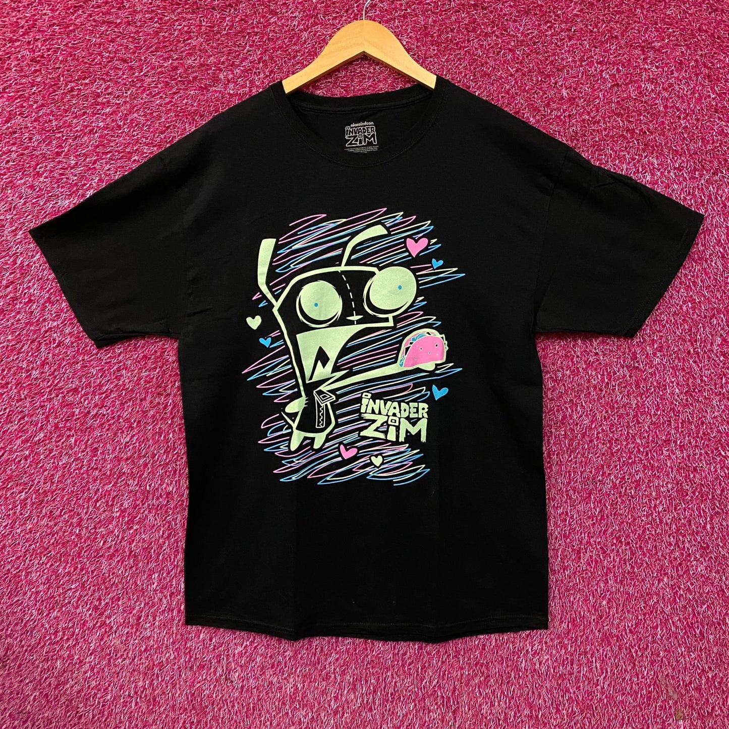 Invader Zim GIR Neon Scribble Graphic T-Shirt XL