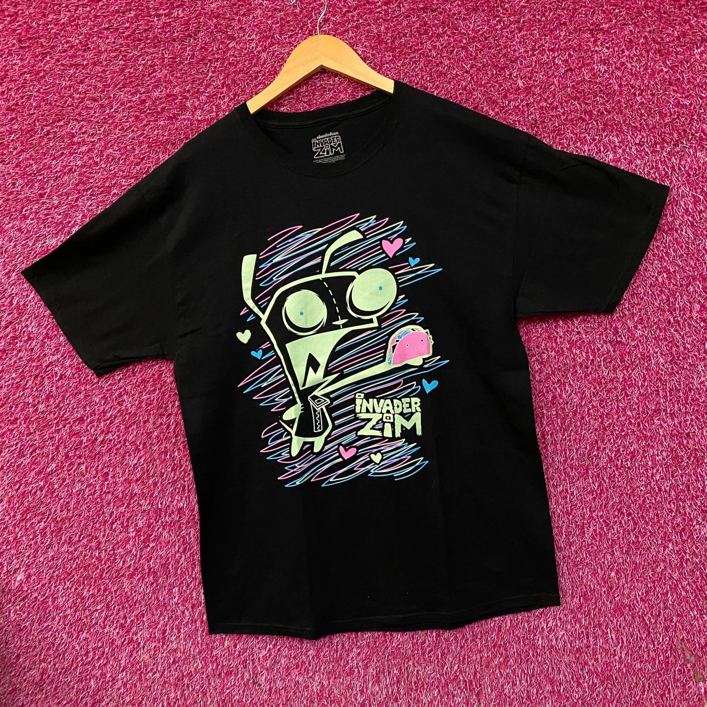 Invader Zim GIR Neon Scribble Graphic T-Shirt XL