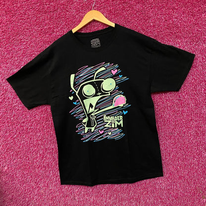Invader Zim GIR Neon Scribble Graphic T-Shirt XL