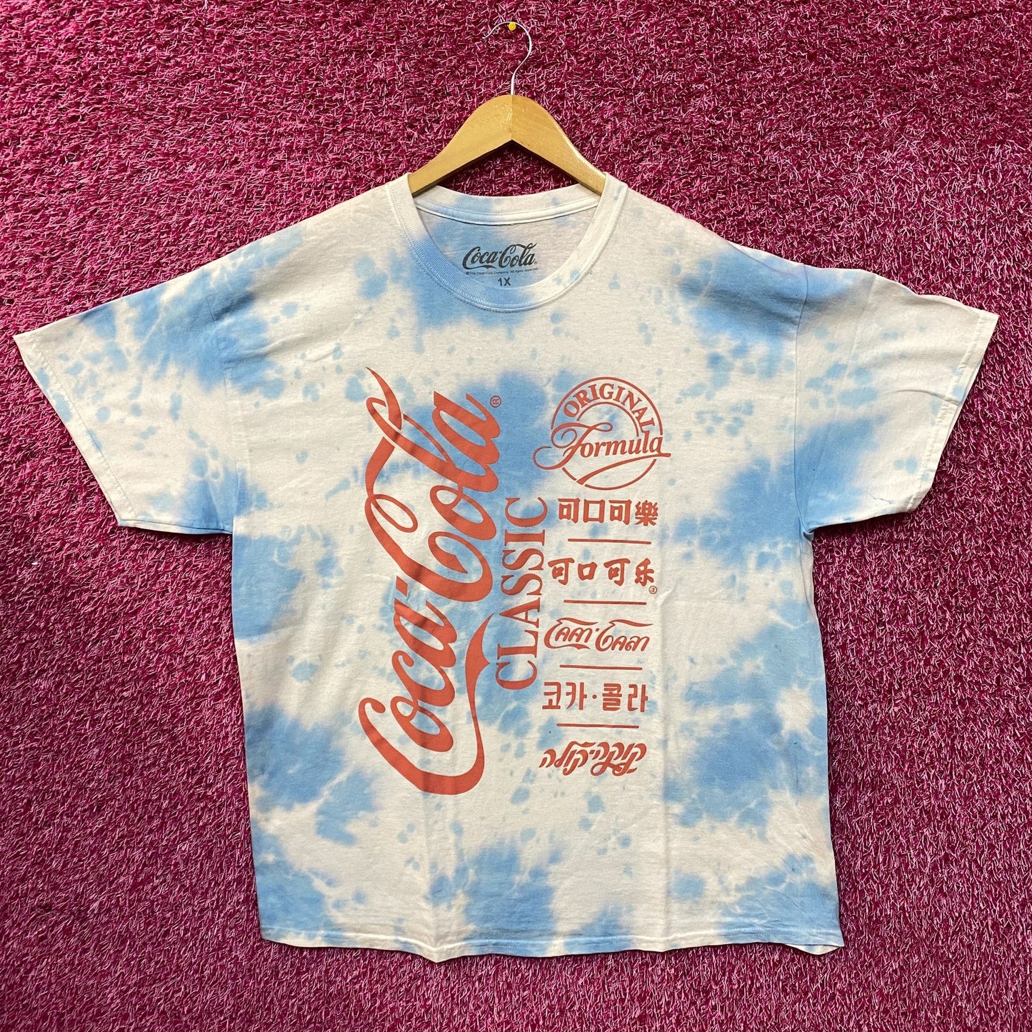 Coca Cola Classic Vintage Style Blue Tie Dye T-Shirt 1X