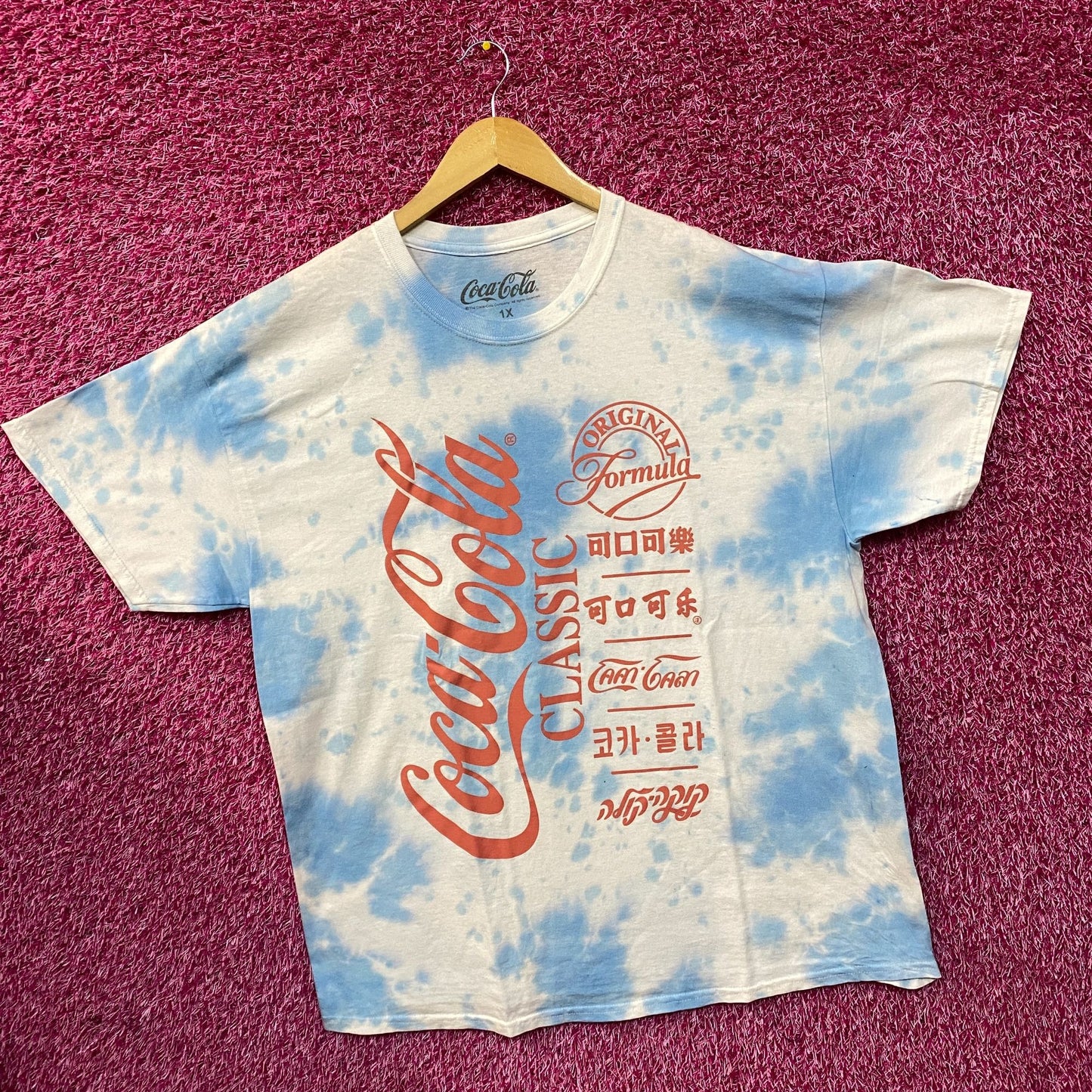 Coca Cola Classic Vintage Style Blue Tie Dye T-Shirt 1X