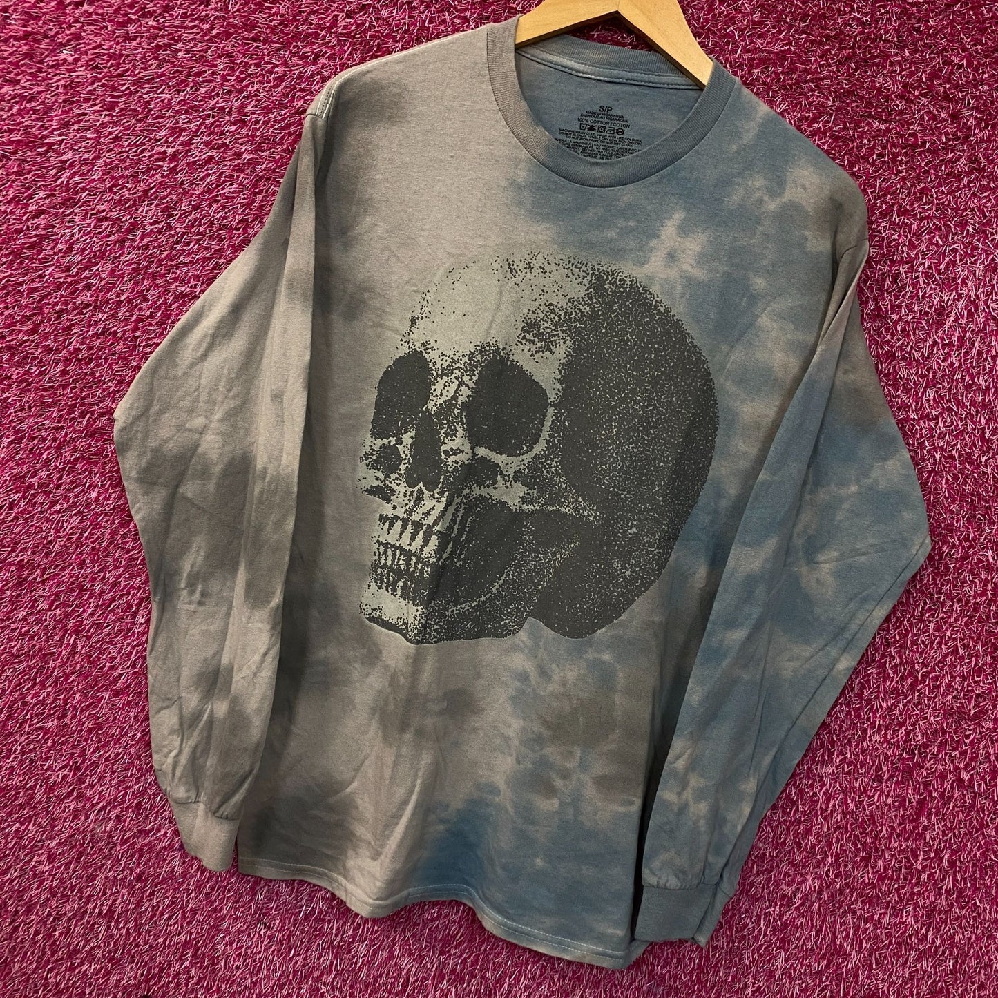 Skull Artistic Side Profile TieDye Long Sleeve Tshirt size Small
