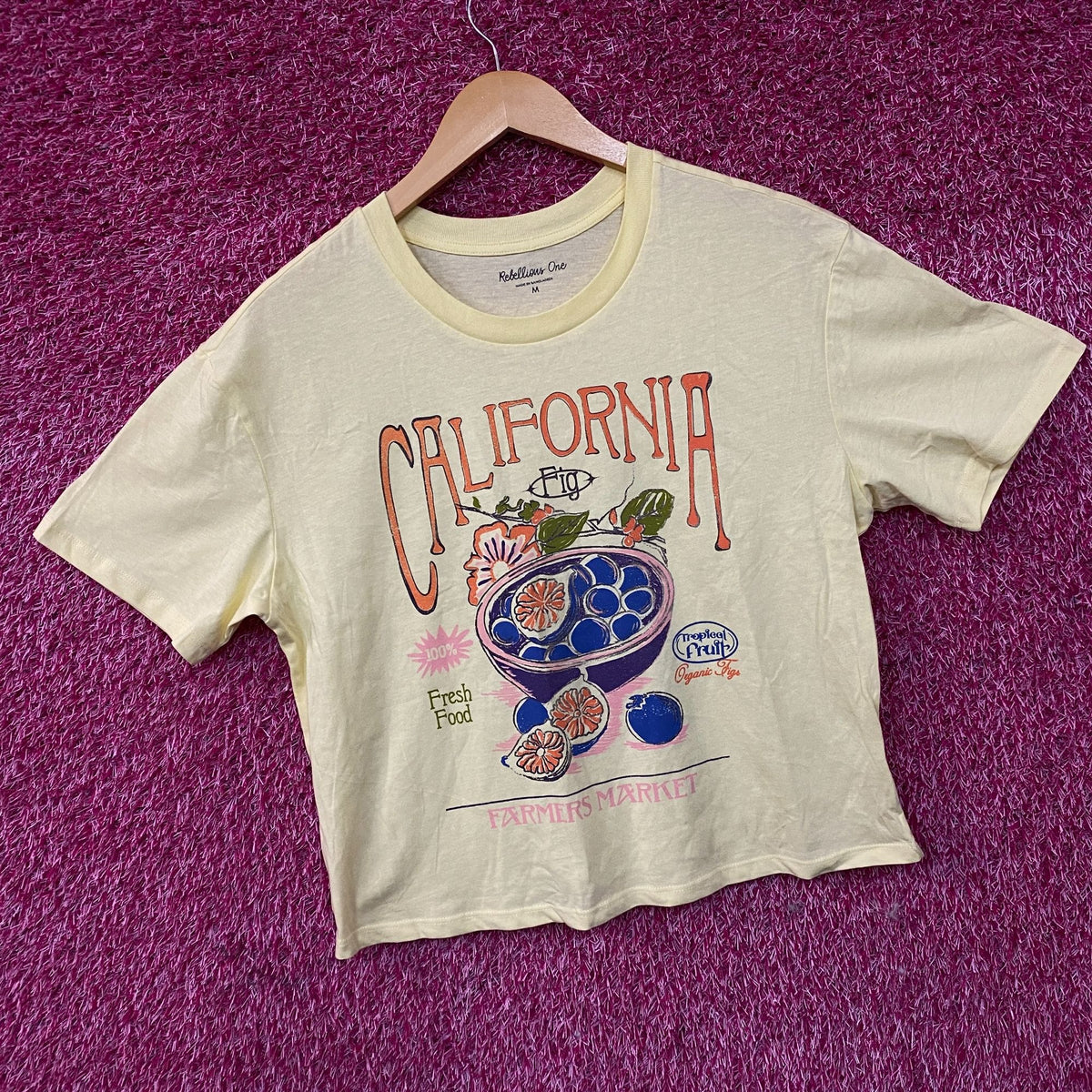 Rebellious One "California Fig Farmers Market" Cropped Graphic T-Shirt Medium
