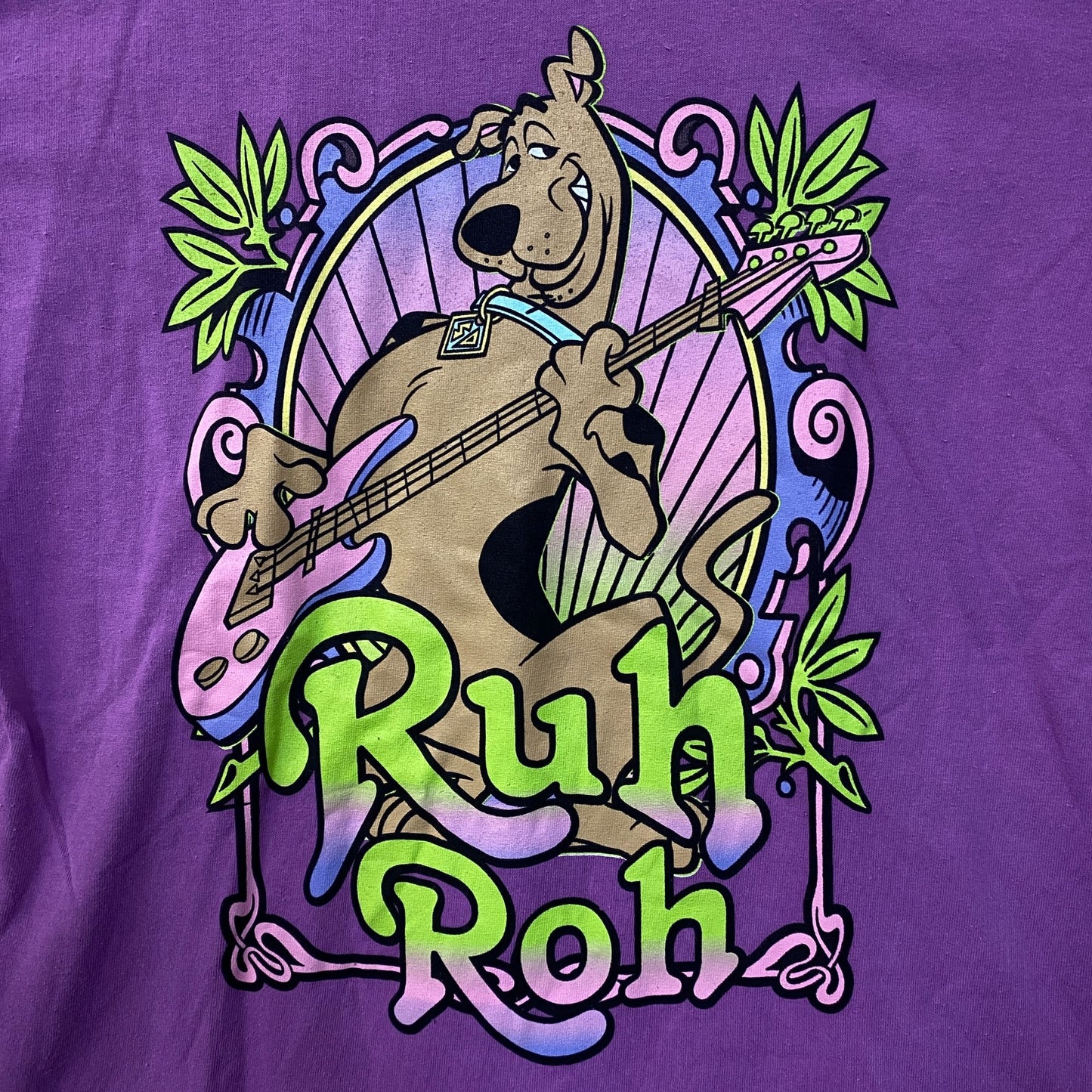 Scooby-Doo Ruh Roh Scooby Guitar Cartoon T-Shirt Extra Small