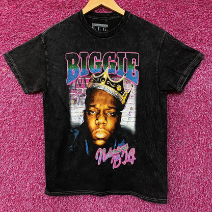 Biggie Smalls Crown King of New York Graphic Mineral Wash T-Shirt Medium
