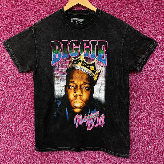 Biggie Smalls Crown King of New York Graphic Mineral Wash T-Shirt Medium