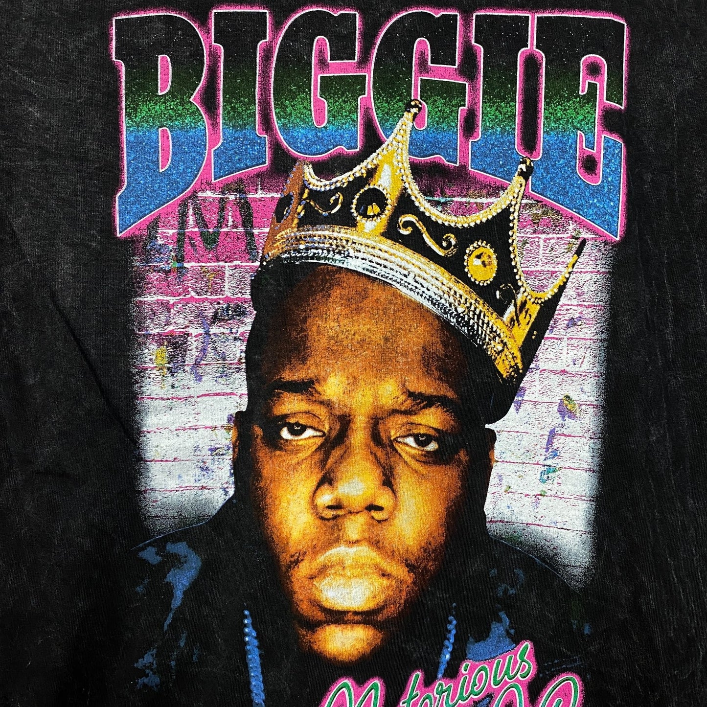 Biggie Smalls Crown King of New York Graphic Mineral Wash T-Shirt Medium