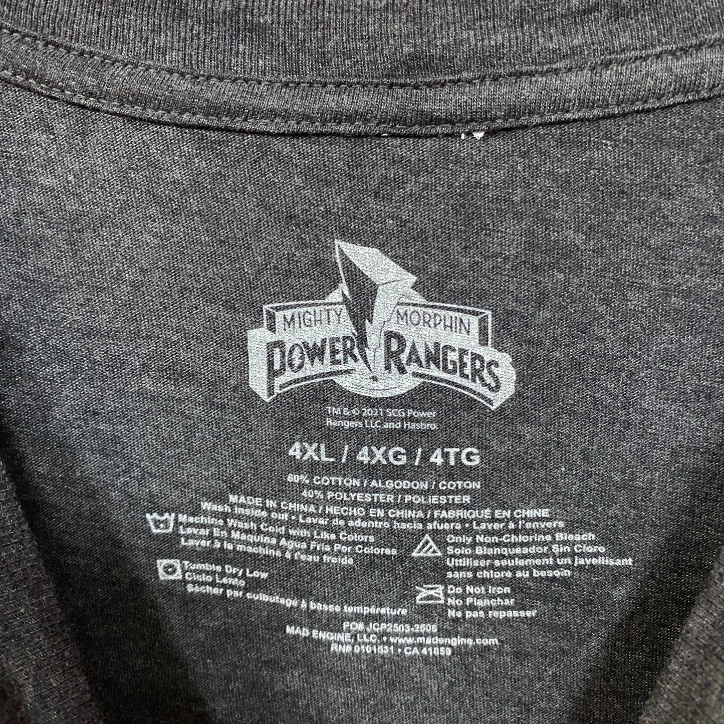 Vtg Power Rangers Mighty Morphin Cartoon Network TV Show Tee 4XL