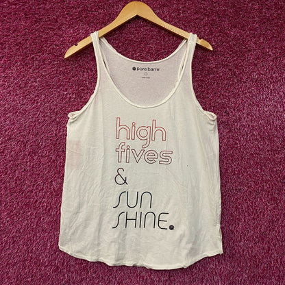 High fives And Sunshine Pure Barre Exclusive Tank Top size large