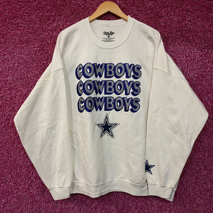 Junk Food Clothing Dallas Cowboys Repeat Bling Glitter Crewneck Sweatshirt 2XL