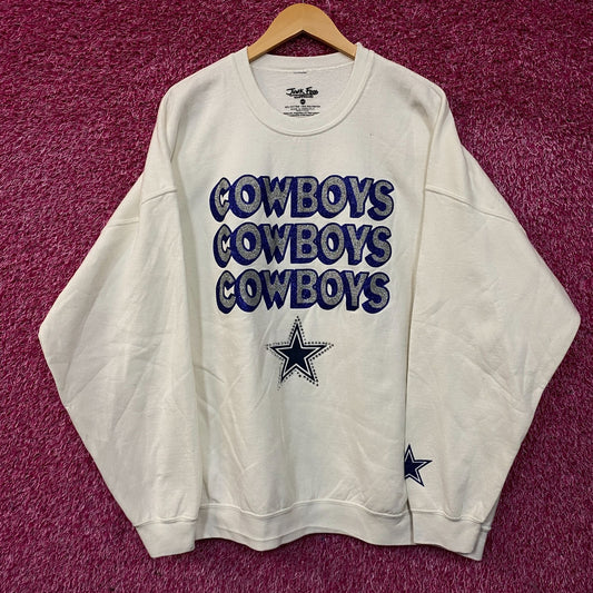 Junk Food Clothing Dallas Cowboys Repeat Bling Glitter Crewneck Sweatshirt 2XL