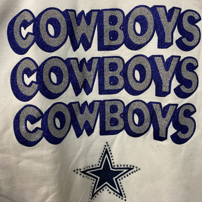 Junk Food Clothing Dallas Cowboys Repeat Bling Glitter Crewneck Sweatshirt 2XL