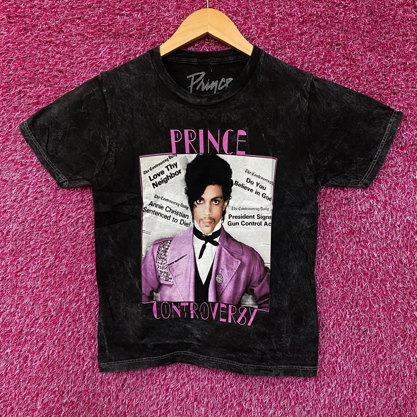 Prince Controversy Washed Acid-Wash Graphic T-Shirt Small