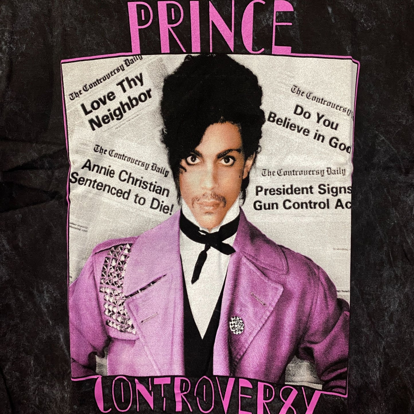 Prince Controversy Washed Acid-Wash Graphic T-Shirt Small