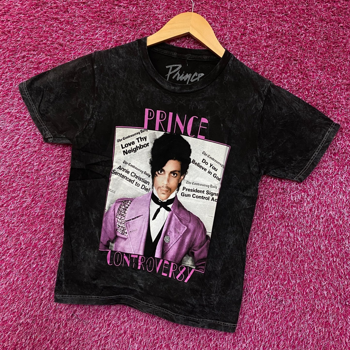 Prince Controversy Washed Acid-Wash Graphic T-Shirt Small