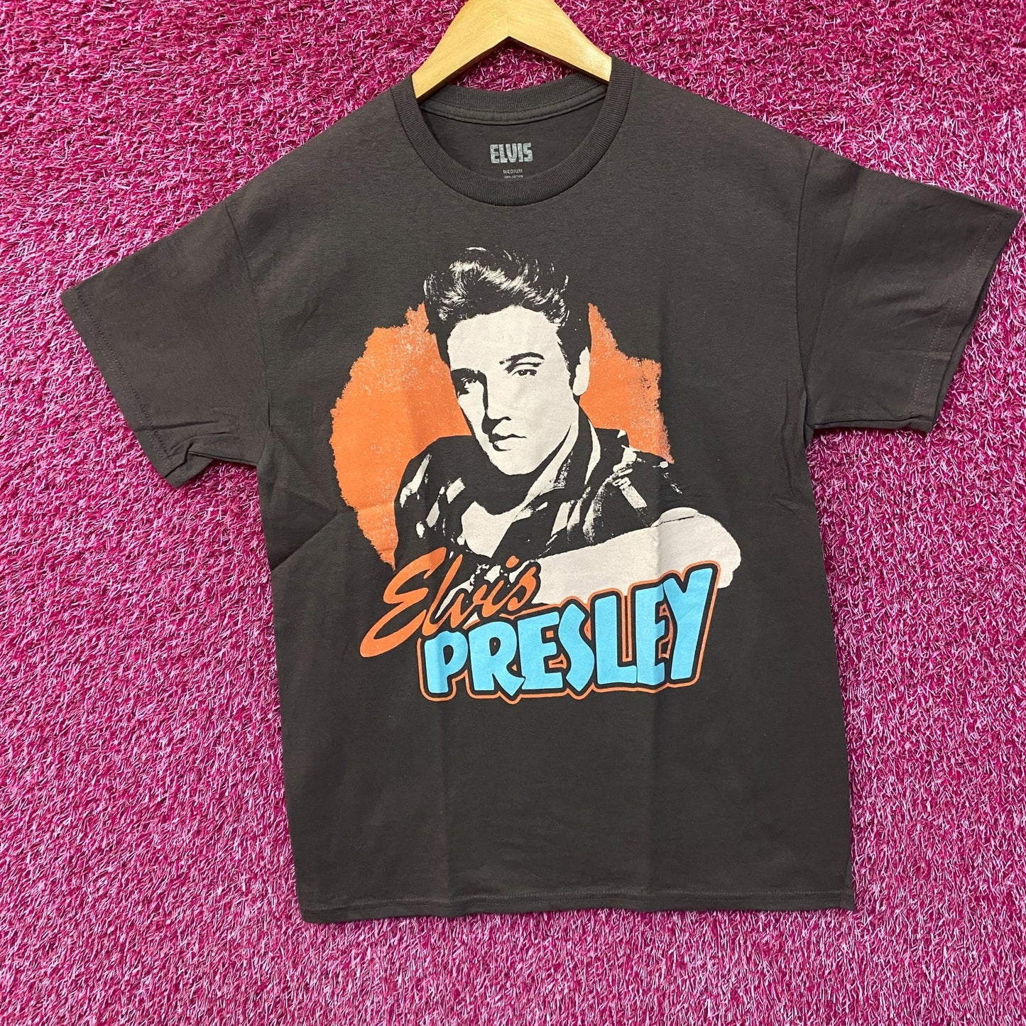 Elvis Presley Portrait Gray T-Shirt Medium