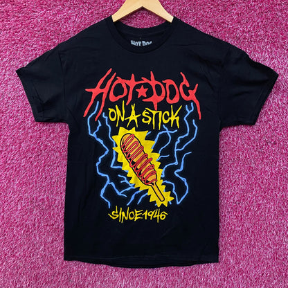 Hot Dog on a Stick 1946 Corndog Black Graphic T-Shirt Medium