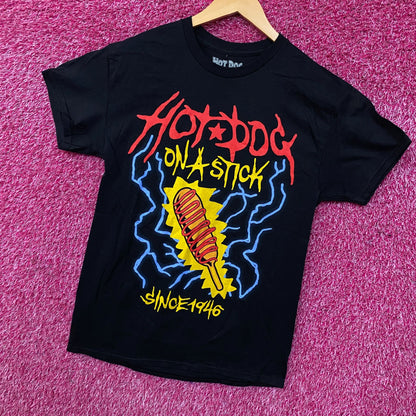 Hot Dog on a Stick 1946 Corndog Black Graphic T-Shirt Medium