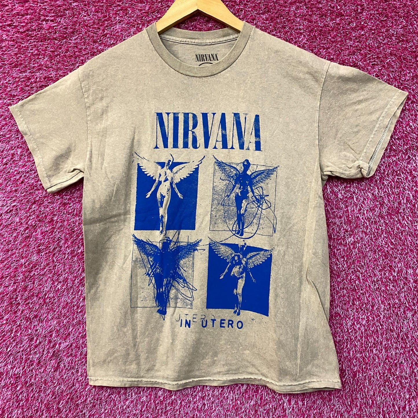 Nirvana In Utero Album Cover Pop Art Angel Grunge Band Tee Medium